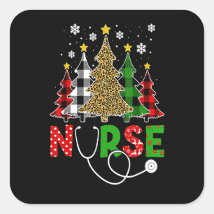 Christmas Nursing  For Women Christmas Tree Nurse  Square Sticker