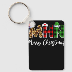 Christmas Nursing  For Women Nurse Plaid Leopard M Keychain