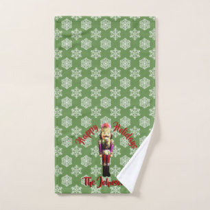 Christmas Nutcracker and Snowflakes Bath Towel Set