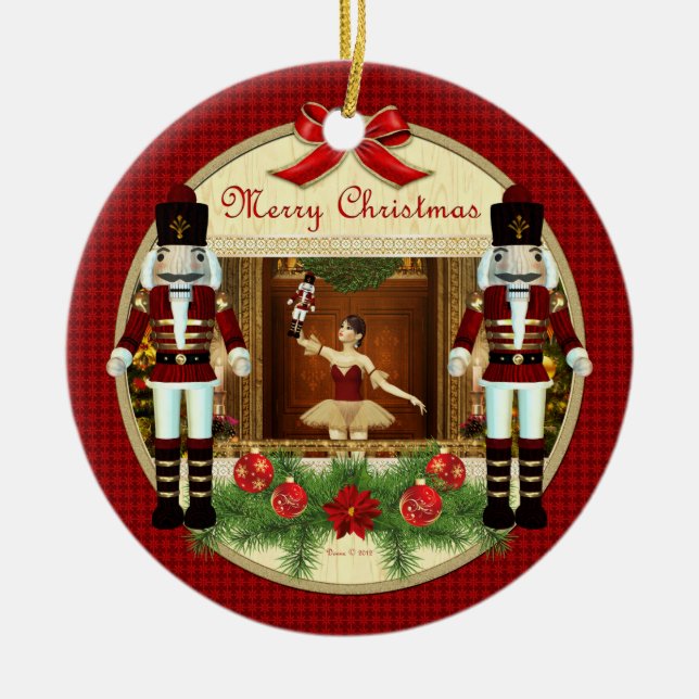 Christmas Nutcracker Ballerina Custom Ornament (Front)