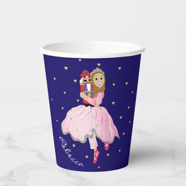 Christmas Nutcracker Ballerina Lt Brn Paper Cups (Front)