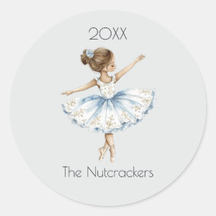 Christmas Nutcracker Ballerina Watercolor  Classic Round Sticker