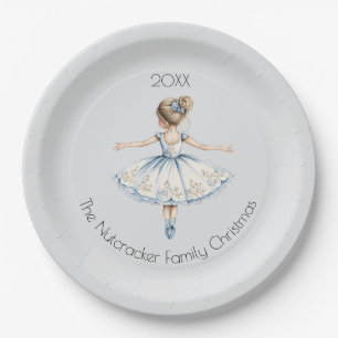 Christmas Nutcracker Ballerina Watercolor Paper Plate