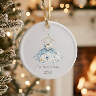 Christmas Nutcracker Ballet Dress Watercolor Photo Ceramic Ornament