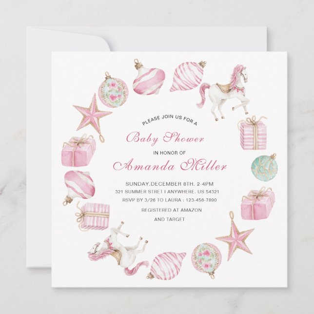 Christmas Nutcracker Ballet Pink watercoInvitation Invitation (Front)