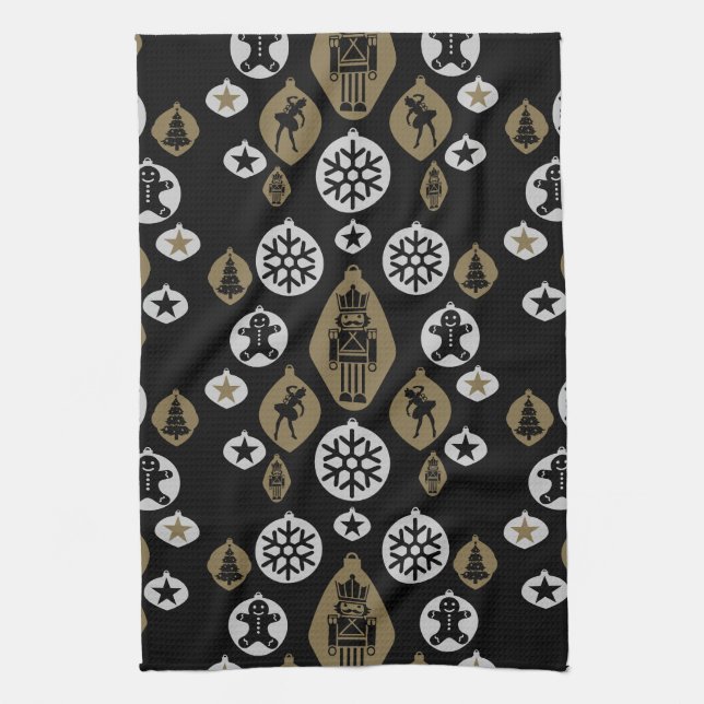 Christmas Nutcracker Baubles Kitchen Towel (Vertical)
