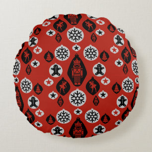 Christmas Nutcracker Baubles Round Pillow