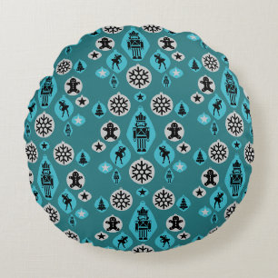 Christmas Nutcracker Baubles Round Pillow