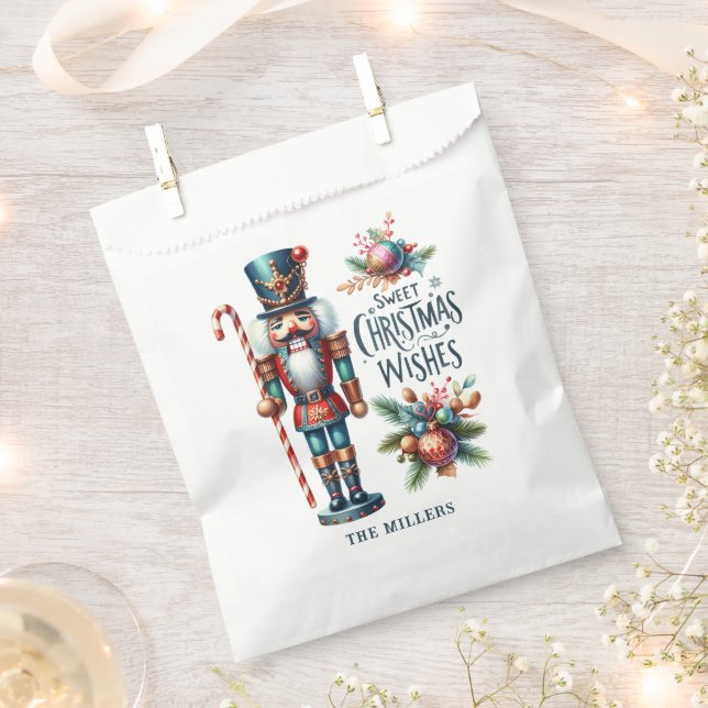 Christmas Nutcracker Candy Cane Christmas Wishes Favour Bag (Clipped)