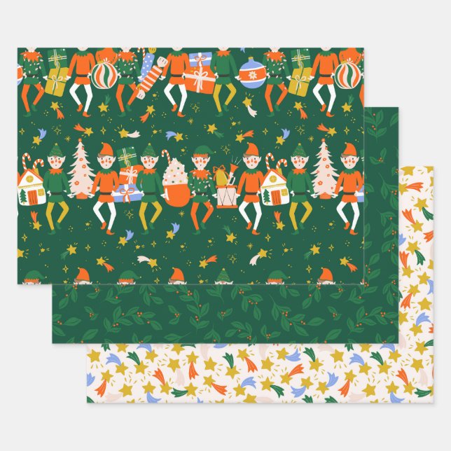 Christmas Nutcracker Characters Stars Wrapping Paper Sheet (Set)