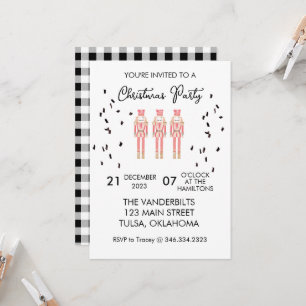 Christmas Nutcracker Gingham Invitations