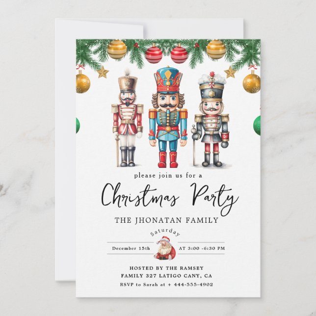 Christmas Nutcracker Isolated Invitation (Front)