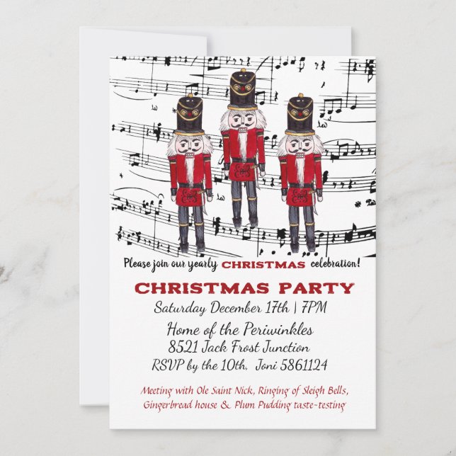Christmas Nutcracker Party Invitation Musical (Front)