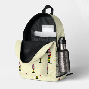 Christmas nutcracker pattern on yellow printed backpack