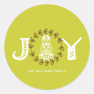Christmas Nutcracker Personalized Joy Classic Round Sticker