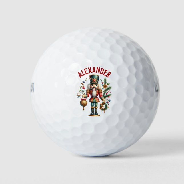 Christmas Nutcracker Personalized Name Golf Balls (Front)
