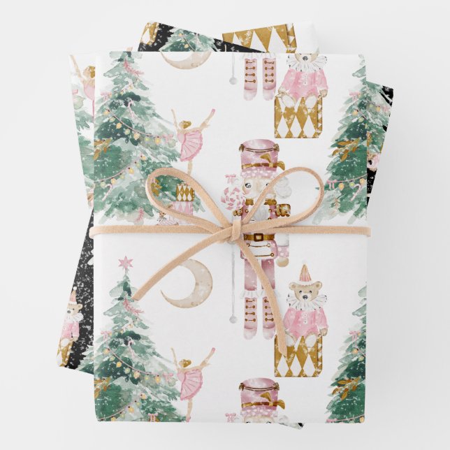 Christmas Nutcracker pink winter wonderland  Wrapping Paper Sheet (In situ)
