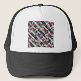 Christmas Nutcracker Plaid Blue Burgundy Trucker Hat