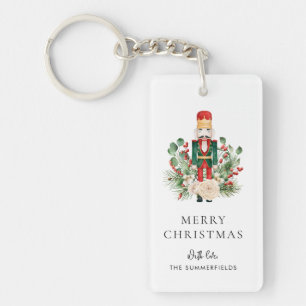 Christmas Nutcracker Script Greenery Holiday Keychain