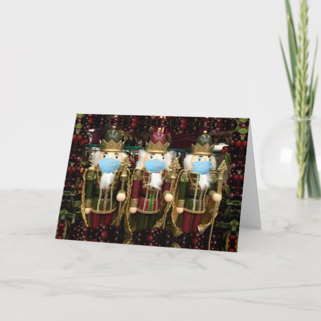 Christmas Nutcracker Soldiers Masked Holiday Card (Front)