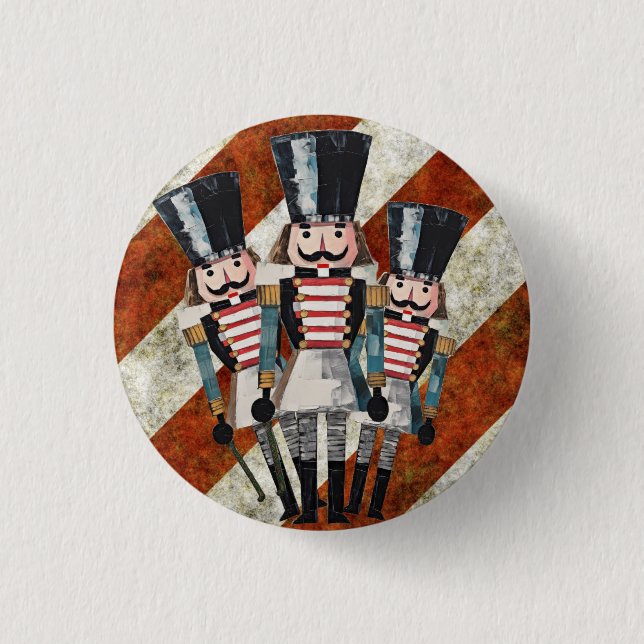 Christmas Nutcracker Soldiers Stripes  1 Inch Round Button (Front)