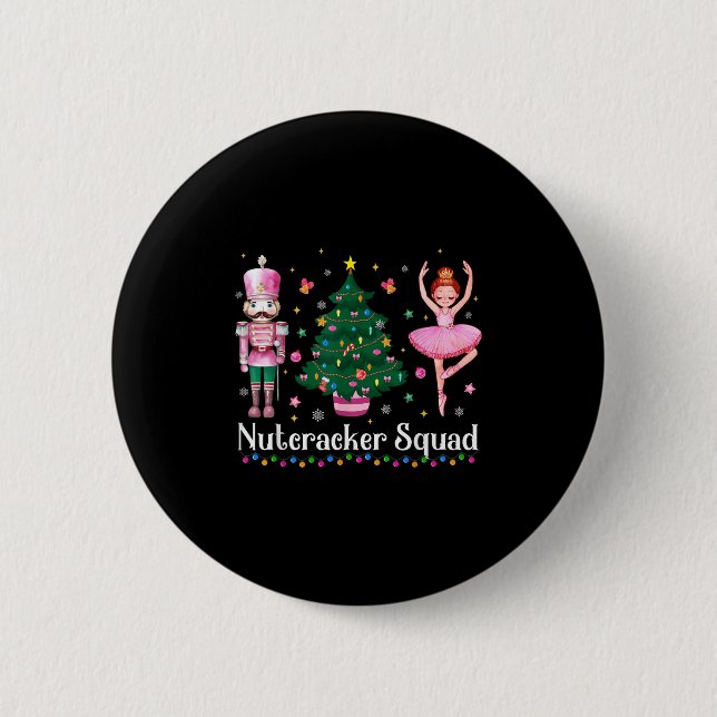 Christmas Nutcracker Squad Ballet Dance Women Kids 2 Inch Round Button (Front)