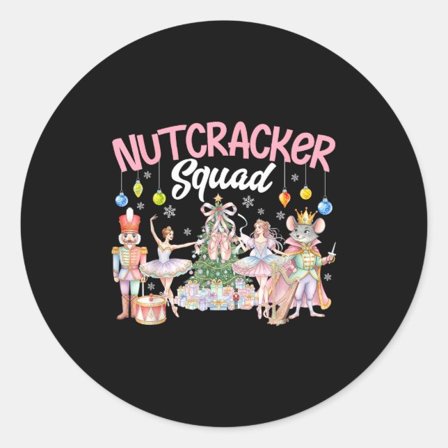 Christmas Nutcracker Squad Ballet Family Matching  Classic Round Sticker (Front)