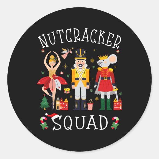 Christmas Nutcracker Squad Byllet Dance Women Kids Classic Round Sticker (Front)