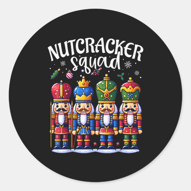 Christmas Nutcracker Squad Pajama Winter Holiday T Classic Round Sticker (Front)