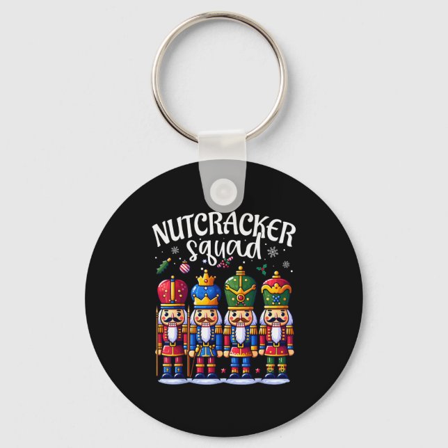 Christmas Nutcracker Squad Pajama Winter Holiday T Keychain (Front)