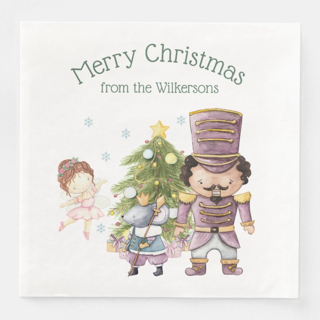 Christmas Nutcracker Sugar Plum Fairy & Mouse King Napkin (Front)