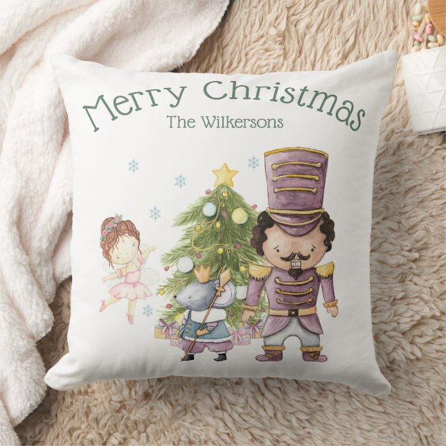 Christmas Nutcracker Sugar Plum Fairy & Mouse King Throw Pillow (Blanket)