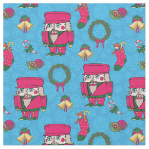 Christmas Nutcracker toy,Blue snowflake pattern Fabric
