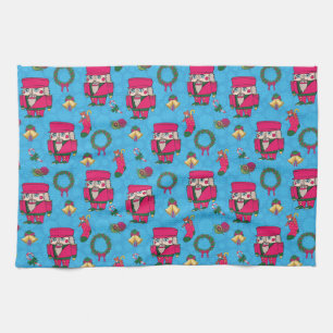 Christmas Nutcracker toy,Blue snowflake pattern Kitchen Towel