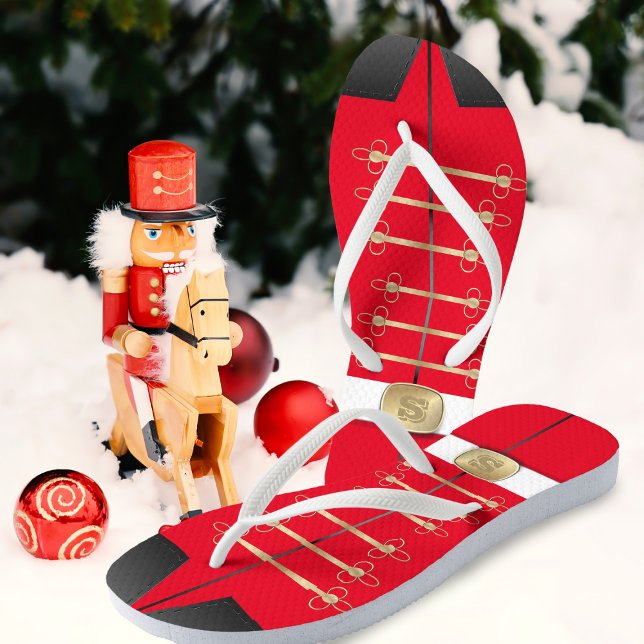 Christmas Nutcracker Toy Soldier Costume Flip Flops (Attenshun! Stand proud in a pair of Toy Soldier flip flops! Just add your initial)