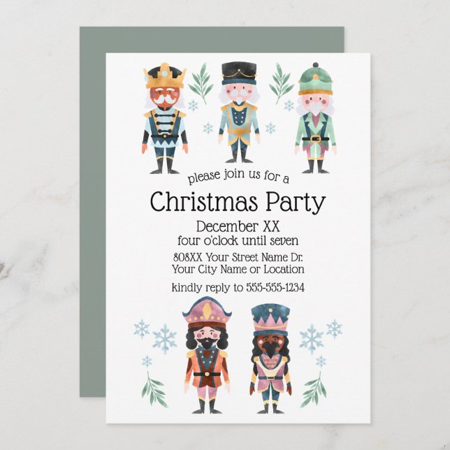 Christmas Nutcracker Toy Soldiers Invitation (Front/Back)