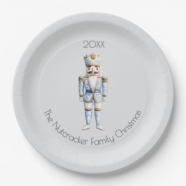Christmas Nutcracker Watercolor Paper Plate (Front)