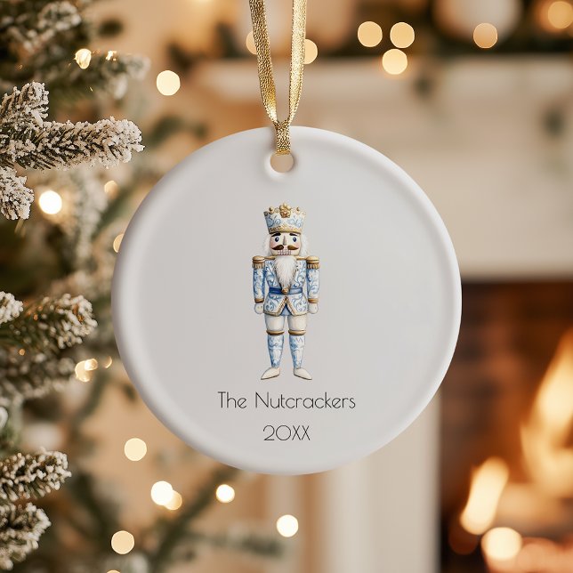 Christmas Nutcracker Watercolor Photo Ceramic Ornament (Creator Uploaded)