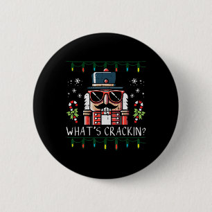 Christmas Nutcracker Whats Crackin Funny Xmas Men  2 Inch Round Button
