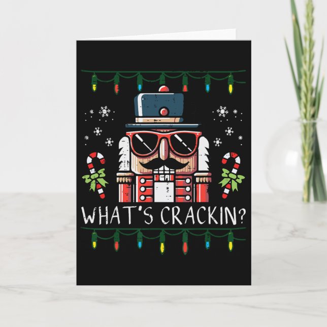 Christmas Nutcracker Whats Crackin Funny Xmas Men  Card (Front)