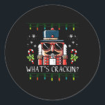 Christmas Nutcracker Whats Crackin Funny Xmas Men  Classic Round Sticker<br><div class="desc">Christmas Nutcracker Whats Crackin Funny Xmas Men Women Kids</div>