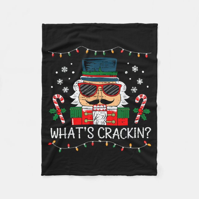 Christmas Nutcracker Whats Crackin Funny Xmas Men  Fleece Blanket (Front)