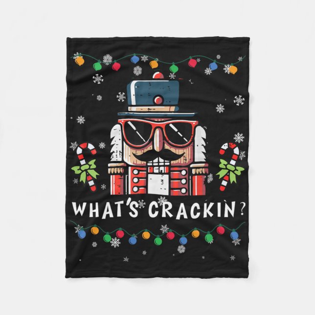 Christmas Nutcracker Whats Crackin Funny Xmas Men  Fleece Blanket (Front)