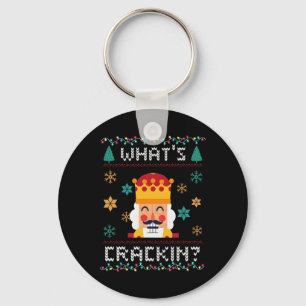 Christmas Nutcracker Whats Crackin Funny Xmas Men  Keychain