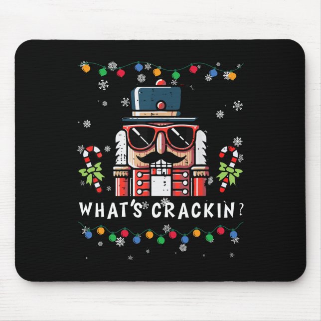 Christmas Nutcracker Whats Crackin Funny Xmas Men  Mouse Pad (Front)