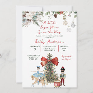 Christmas Nutcracker Winter Floral Baby Shower Invitation