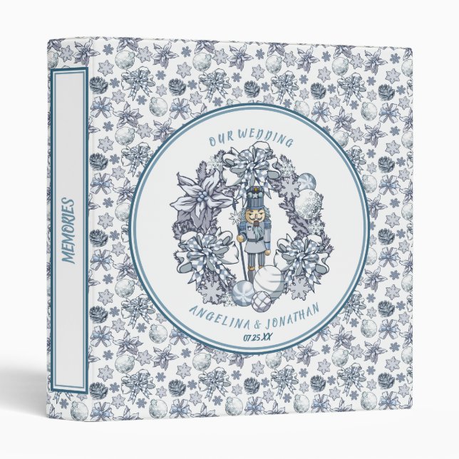 Christmas Nutcracker Wreath Wedding Photo Album Binder (Front/Spine)