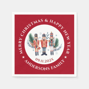 Christmas nutcrackers composition red border napkin