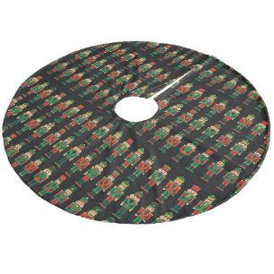 Christmas Nutcrackers on Black Fleece Tree Skirt