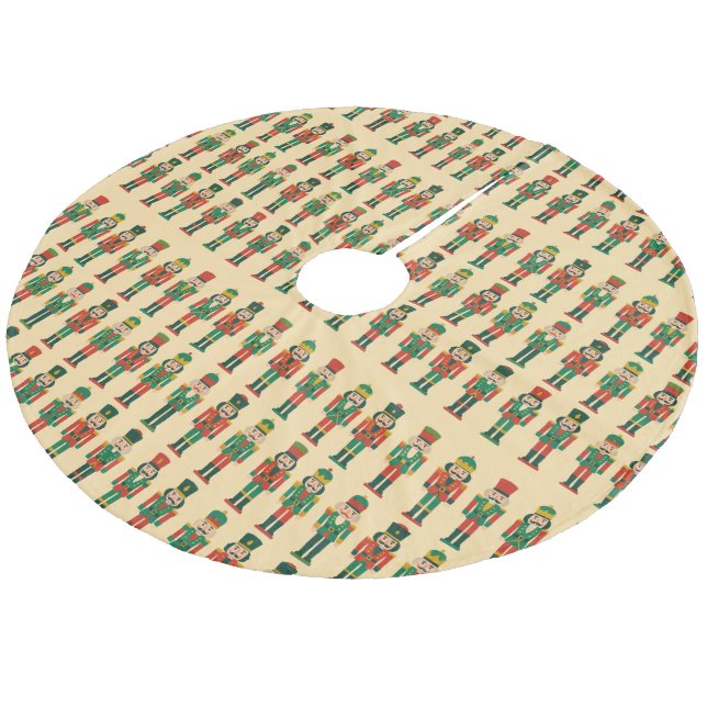 Christmas Nutcrackers on Light Fleece Tree Skirt (Angled)